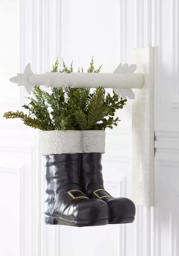 Best Sale K&K Interiors 10-Inch Resin Santa Boots Container Arrow Figure