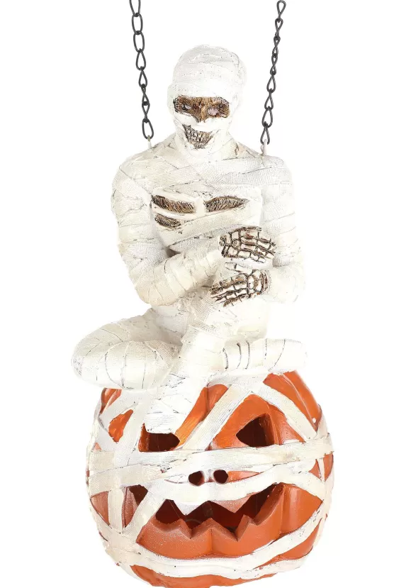 Online K&K Interiors 12 Inch Resin Mummy On Led Pumpkin Arrow Figure