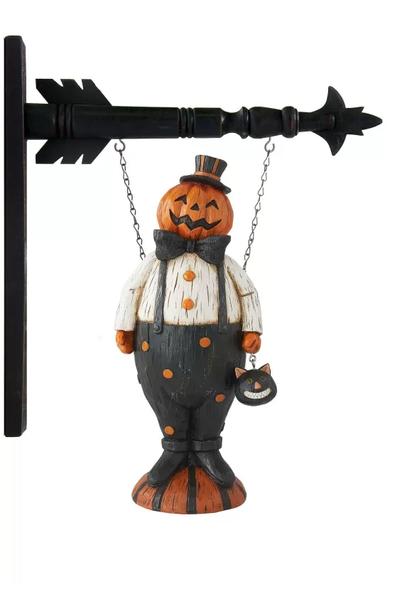 Clearance K&K Interiors 12 Inch Resin Pumpkin Man Arrow Figure