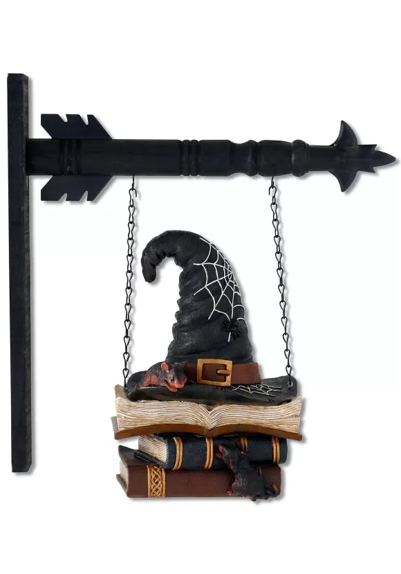 Online K&K Interiors 12-Inch Resin Halloween Witch Hat & Books Arrow Figure