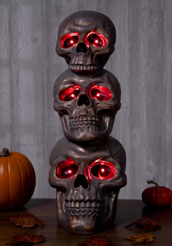 Flash Sale Seasons (HK) Ltd. 27.5" Bronze Light Up Stack Of Skulls Halloween Prop