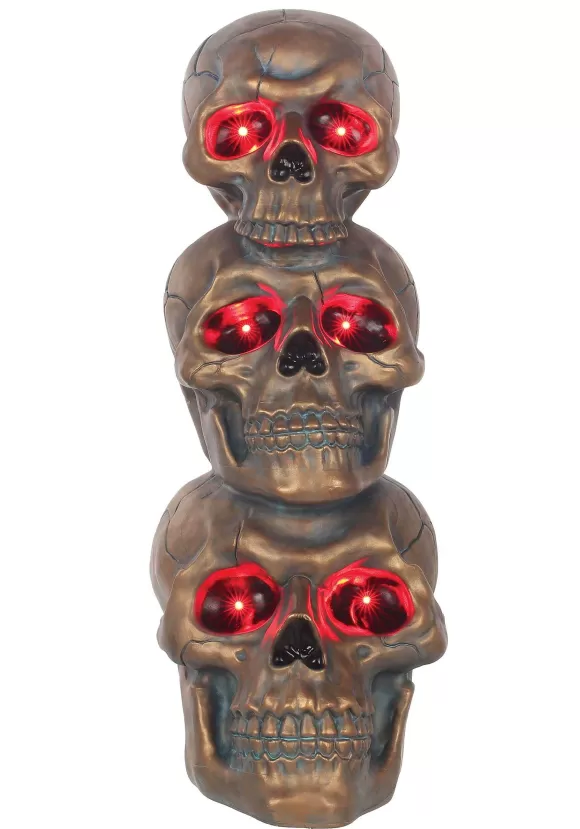 Flash Sale Seasons (HK) Ltd. 27.5" Bronze Light Up Stack Of Skulls Halloween Prop