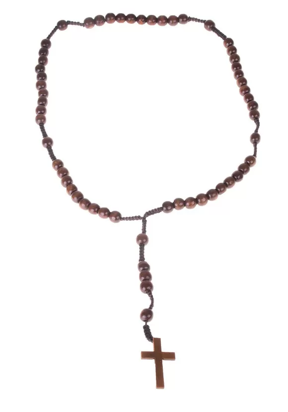 Sale Funny Fashions 30" Wood Rosary Necklace