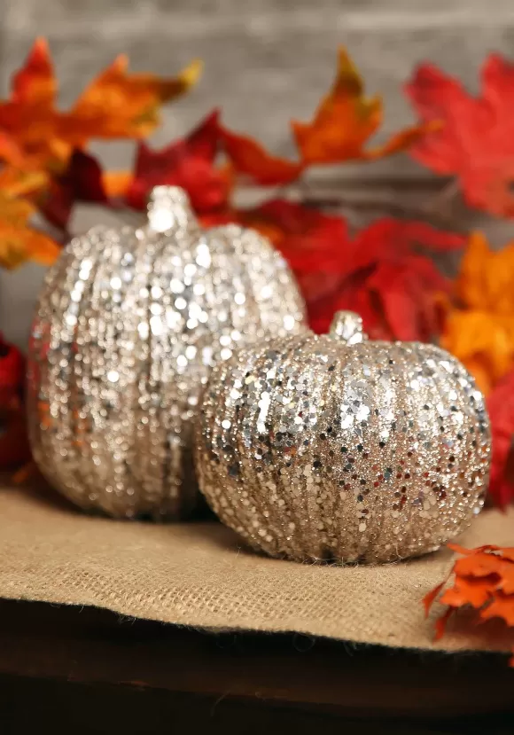 Fashion K&K Interiors Inc. 4.5 Inch Short Champagne Glitter Pumpkin