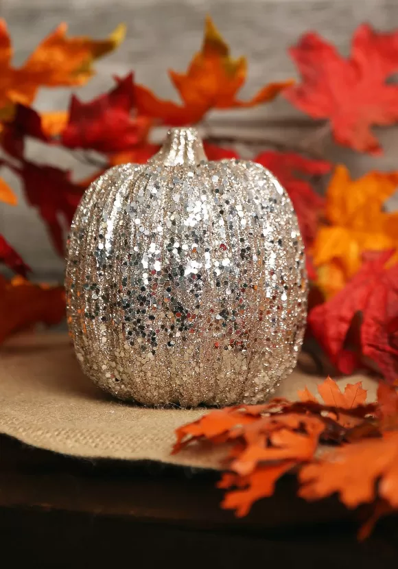 Shop K&K Interiors Inc. 5 Inch Skinny Champagne Glitter Pumpkin