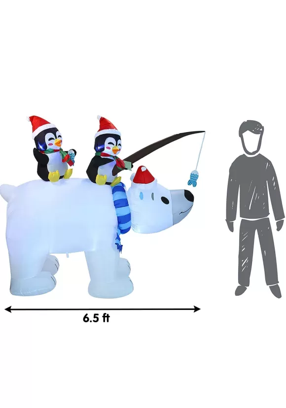 Best Sale Joyin 6.5' Animated Polar Bear & Penguins Inflatable