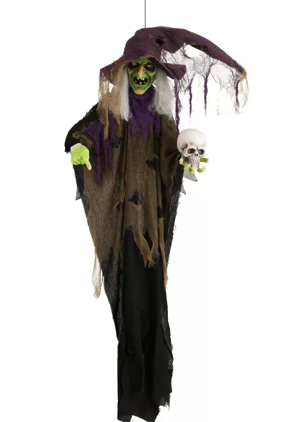 Discount FUN Costumes 6Ft Hanging Witch Animatronic Halloween Decoration