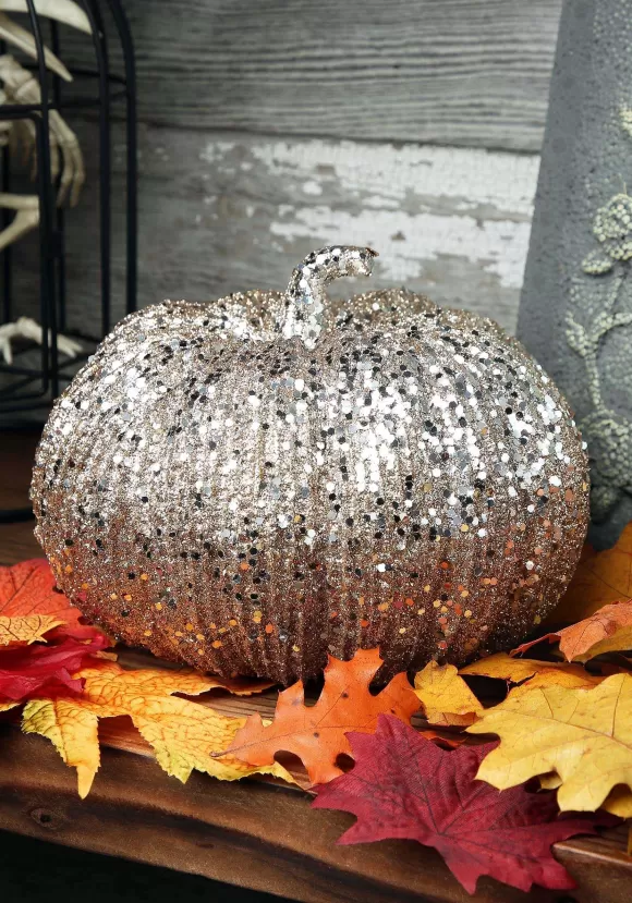 Cheap K&K Interiors Inc. 7 Inch Champagne Glitter Pumpkin