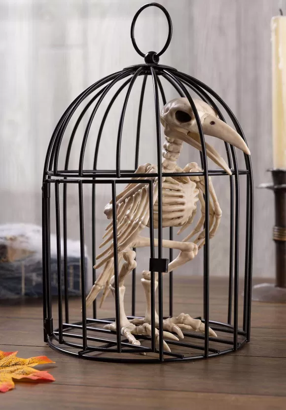 Online Seasons (HK) Ltd. 9.5" Skeleton Raven In Cage Decoration