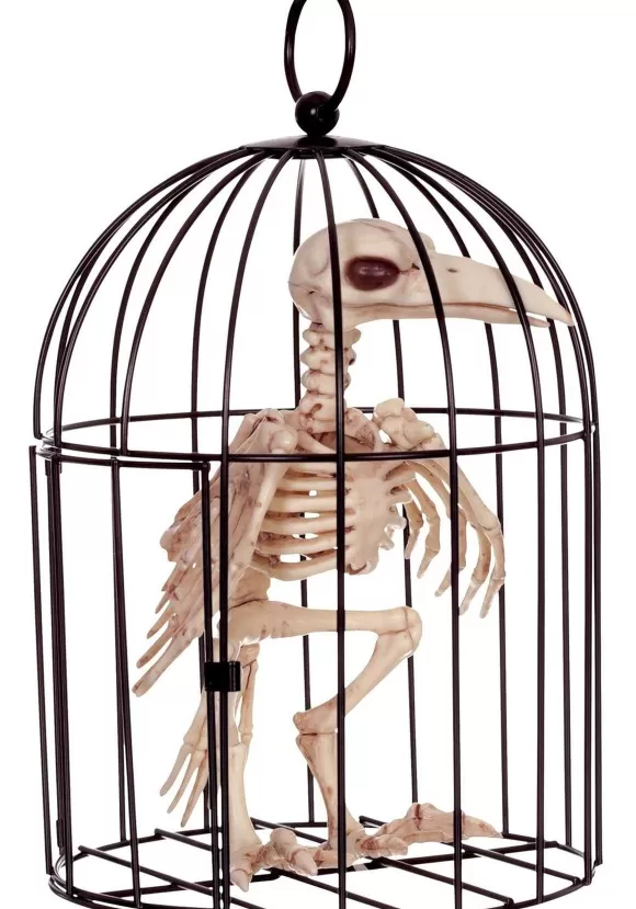 Online Seasons (HK) Ltd. 9.5" Skeleton Raven In Cage Decoration