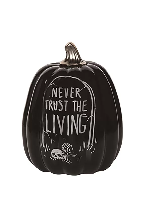 Discount Transpac 9" Ceramic Never Trust The Living Tombstone Pumpkin Prop