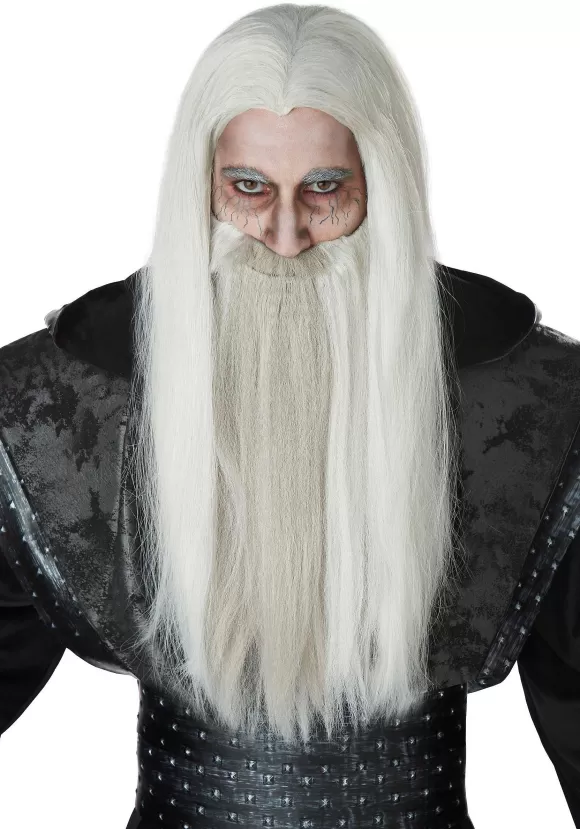 Fashion California Costume Collection Adult Dark Wizard Wig And Beard Set