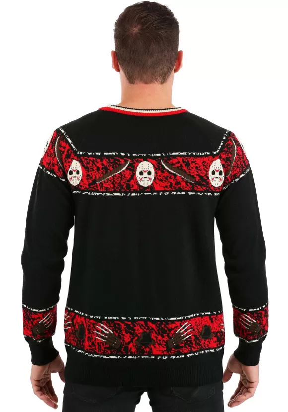 Fashion FUN Wear Adult Freddy Vs Jason Halloween Sweater