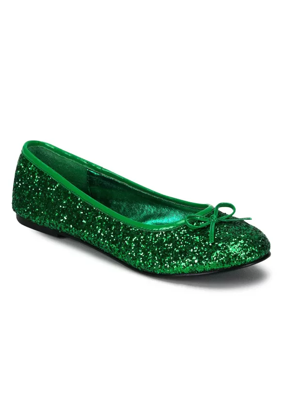 Hot Pleasers USA, Inc. Adult Kelly Green Glitter Flats