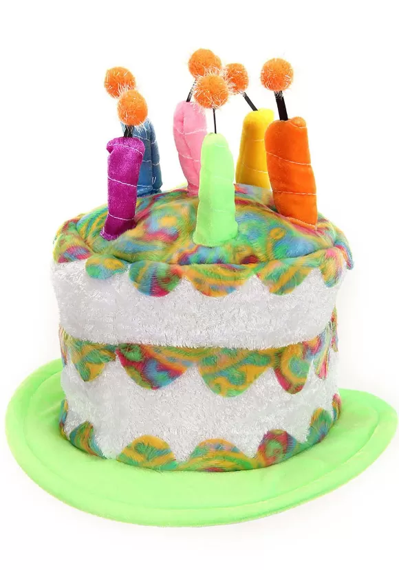 Cheap FUN Costumes Adult Rainbow Birthday Cake Plush Hat