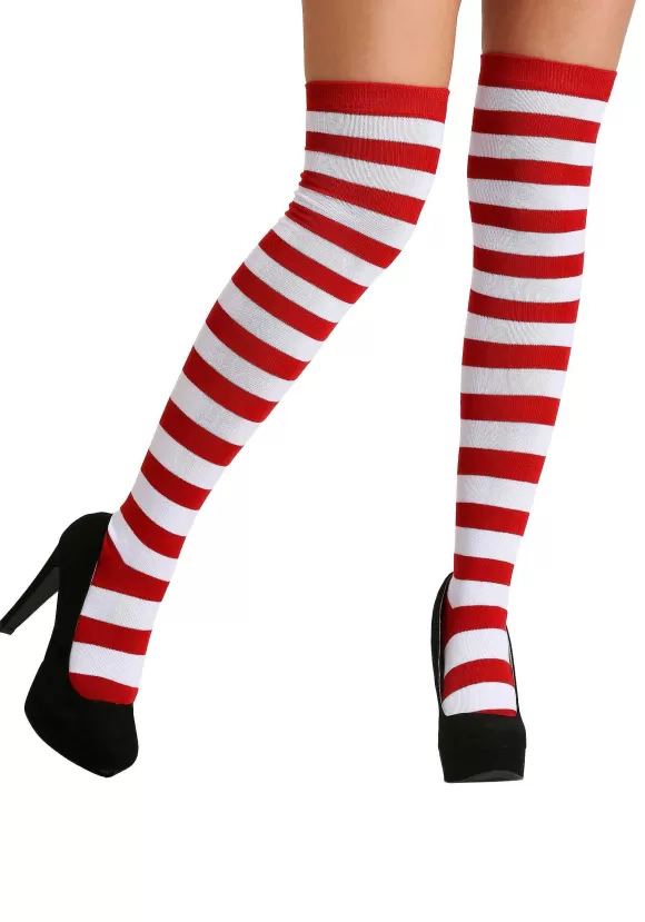 Discount FUN Costumes Adult Red And White Striped Socks