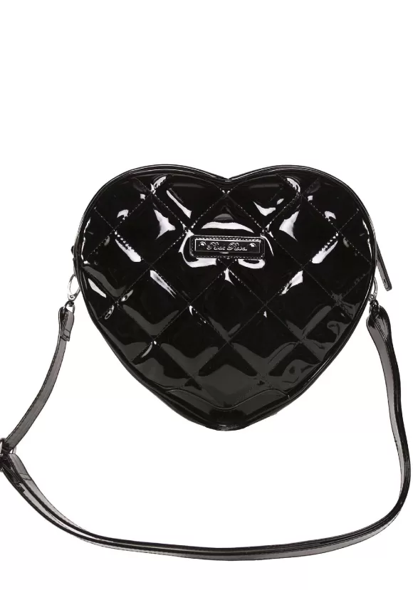 New Rock Rebel Shop Bat Studded Quilted Faux Patent Heart Purse