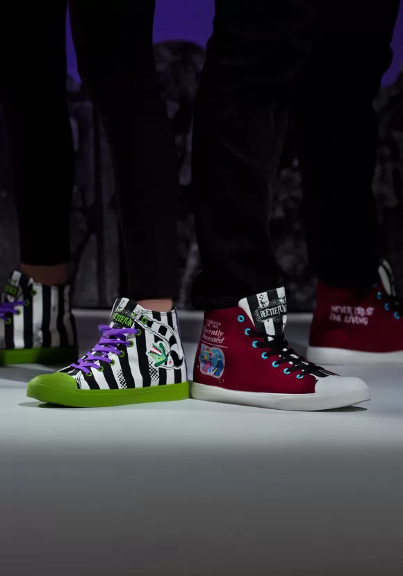 Discount Ground Up Beetlejuice Recently Deceased Maroon Sneakers For Adults