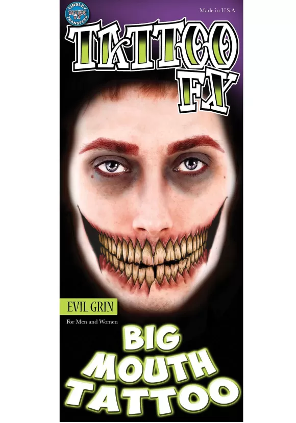 Cheap Tinsley Transfers Big Mouth Evil Grin Temporary Tattoo Kit