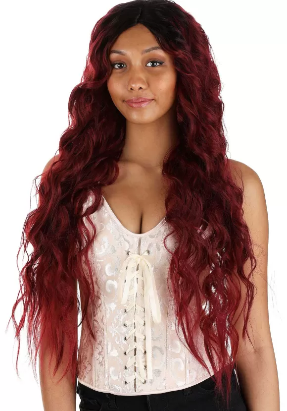 Discount FUN Costumes Black And Red Long Wavy Wig For Women