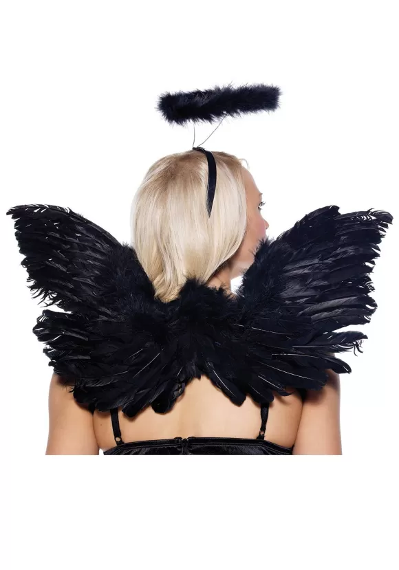 Hot Leg Avenue Black Angel Wings And Halo Costume Headband