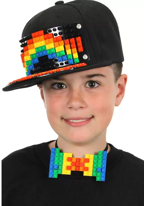 Shop FUN Costumes Black Bricky Blocks Snapback Hat