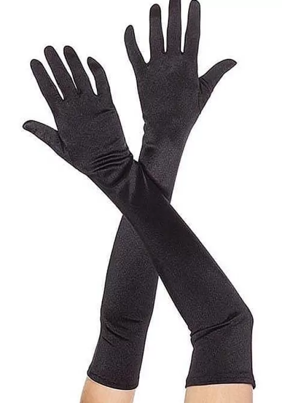 Outlet Music Legs Black Extra Long Satin Gloves