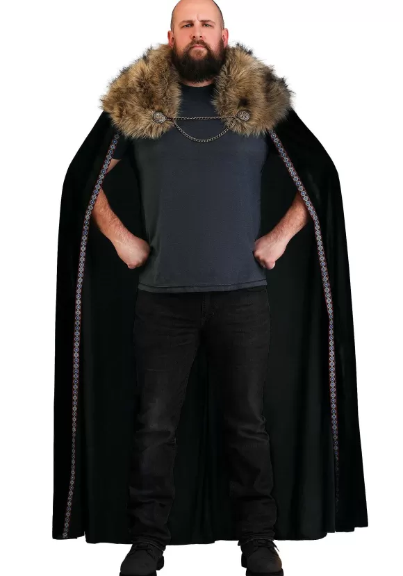 Online FUN Costumes Black Faux Fur Collar Viking Cape For Men