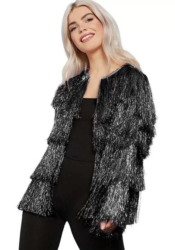 Flash Sale Smiffys Black Fringe Tinsel Jacket For Women