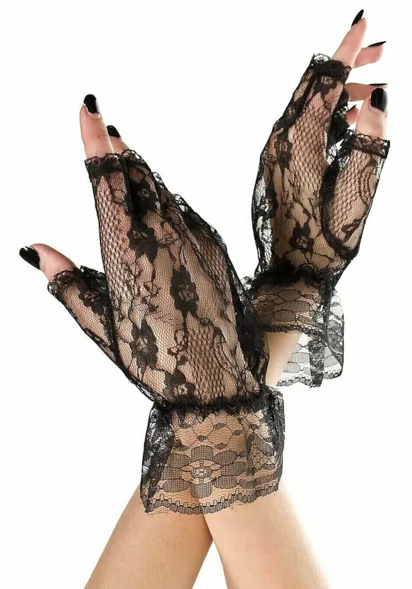 Clearance Music Legs Black Lace Cuff Gloves For Women