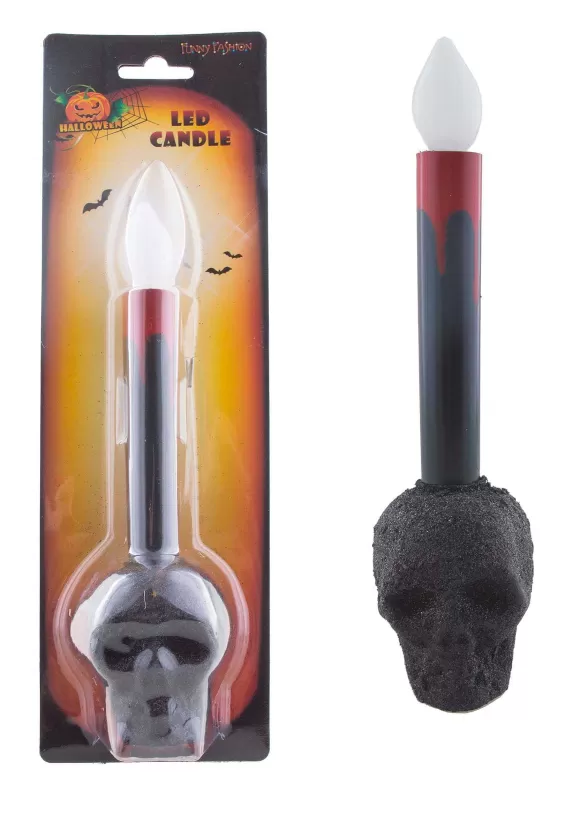 Cheap Funny Fashions Black Led Skull Candle Prop