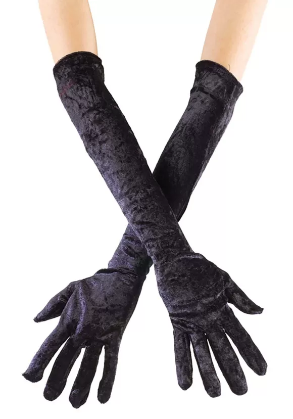 Cheap Fun World Black Long Velvet Gloves