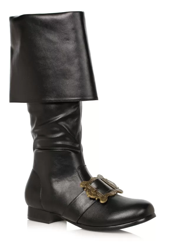 Store Ellie Black Pirate Buckle Boots For Men