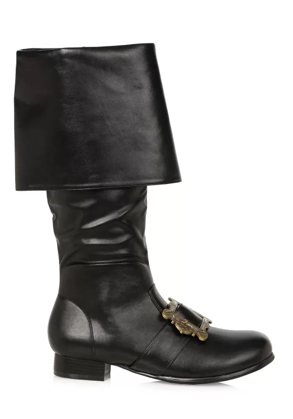 Store Ellie Black Pirate Buckle Boots For Men