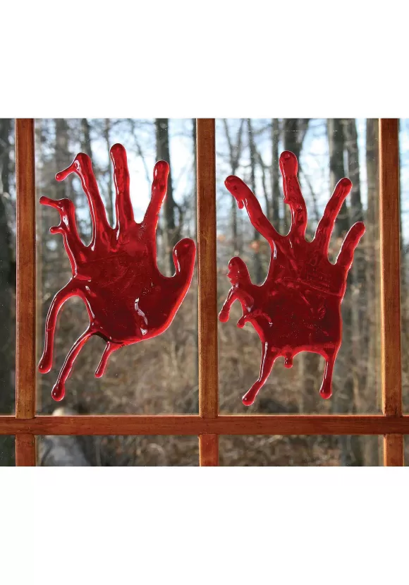 Outlet Fun World Bloody Window Hand Print Cling Decoration