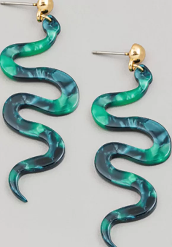 Outlet Anarchy Street Blue And Green Costume Snake Earrings