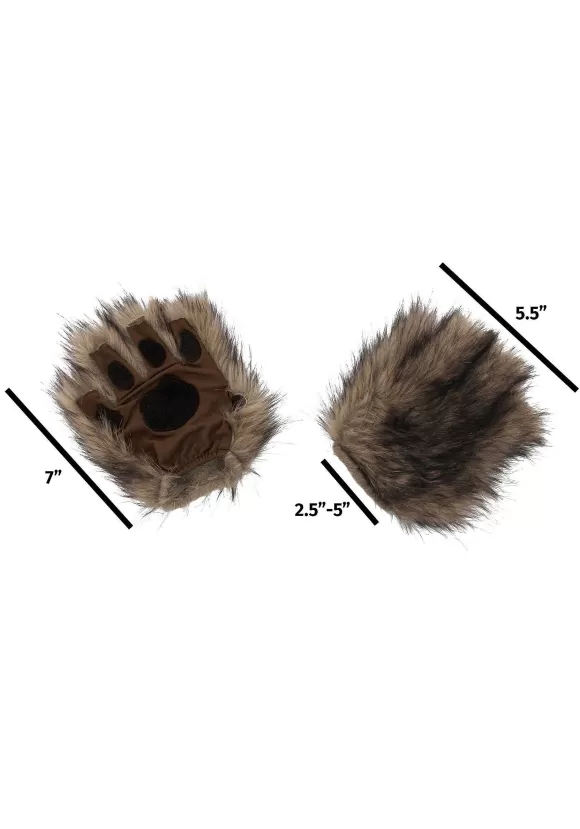 Outlet FUN Costumes Brown Fingerless Paws For Adults