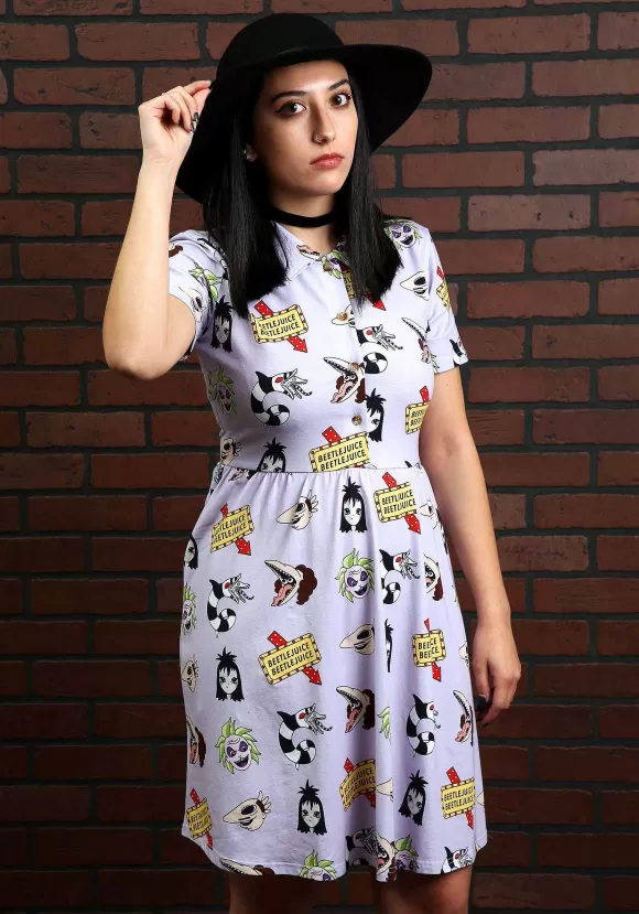 Outlet Cakeworthy Beetlejuice Button Up Women'S Dress