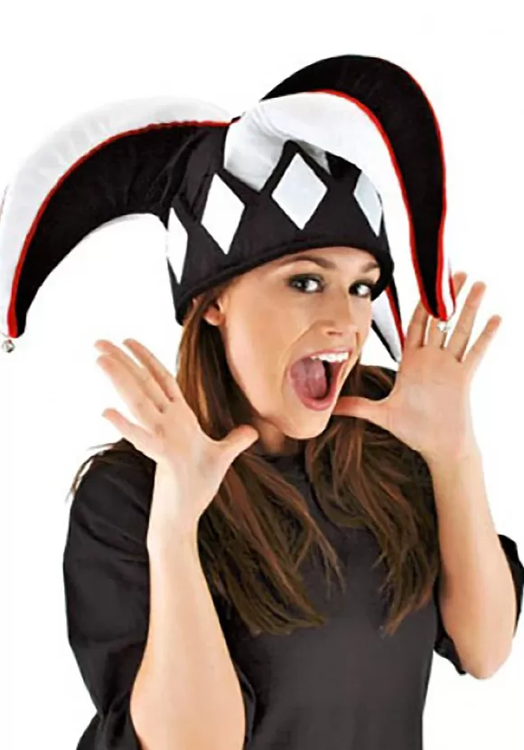 Hot FUN Costumes Court Jester Black & White Plush Hat