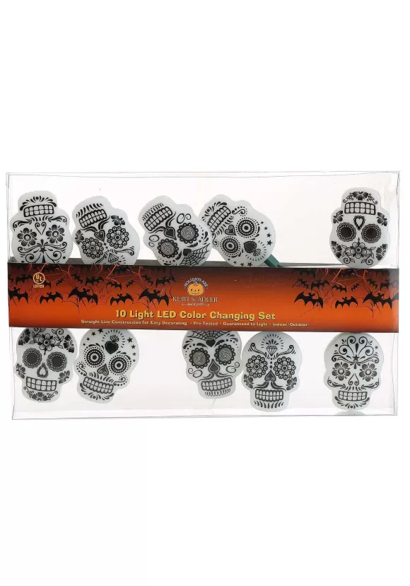 Fashion Kurt Adler Day Of The Dead Sugar Skull Light Set