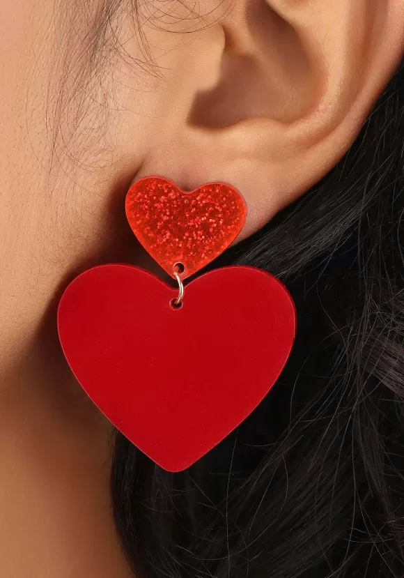 Shop Anarchy Street Double Heart Drop Lucite Earrings