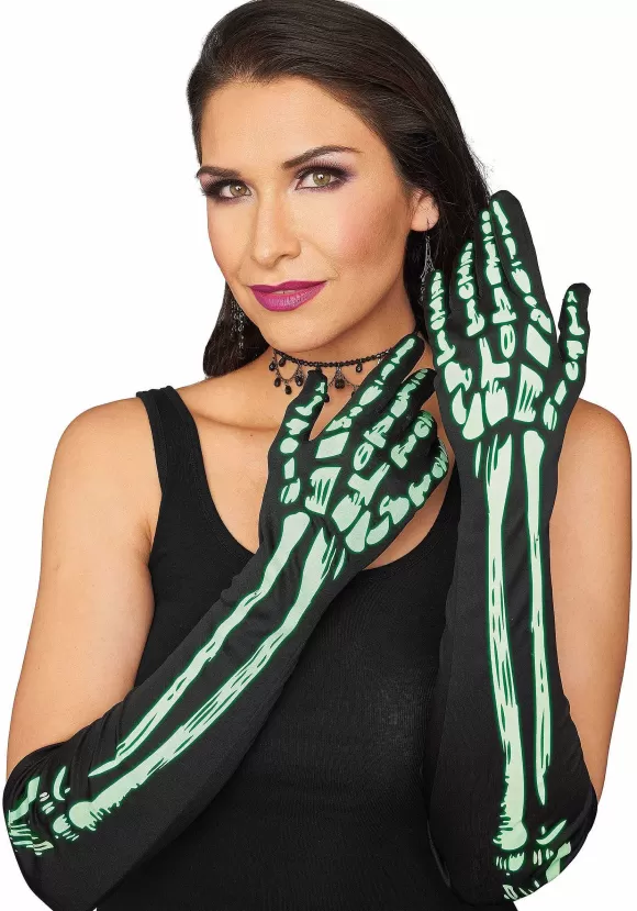 Shop Seasons (HK) Ltd. Elbow Length Glow In The Dark Skeleton Gloves