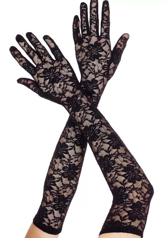 Store Music Legs Extra Long Black Lace Gloves For Women