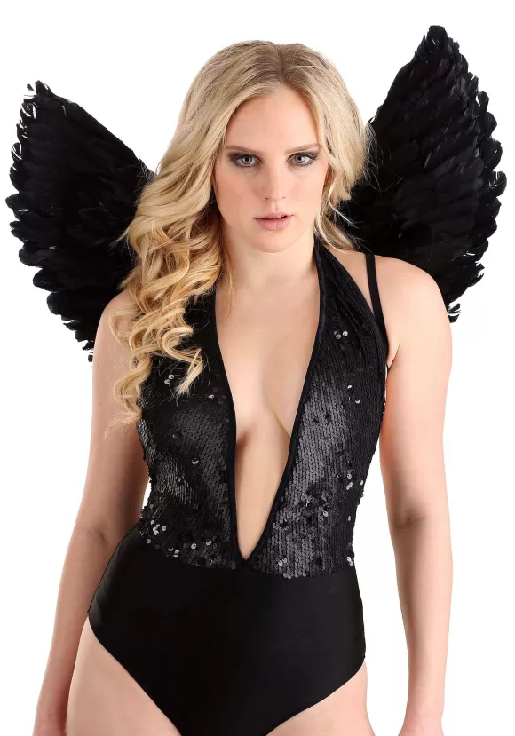 Cheap FUN Costumes Fallen Black Angel Costume Wings