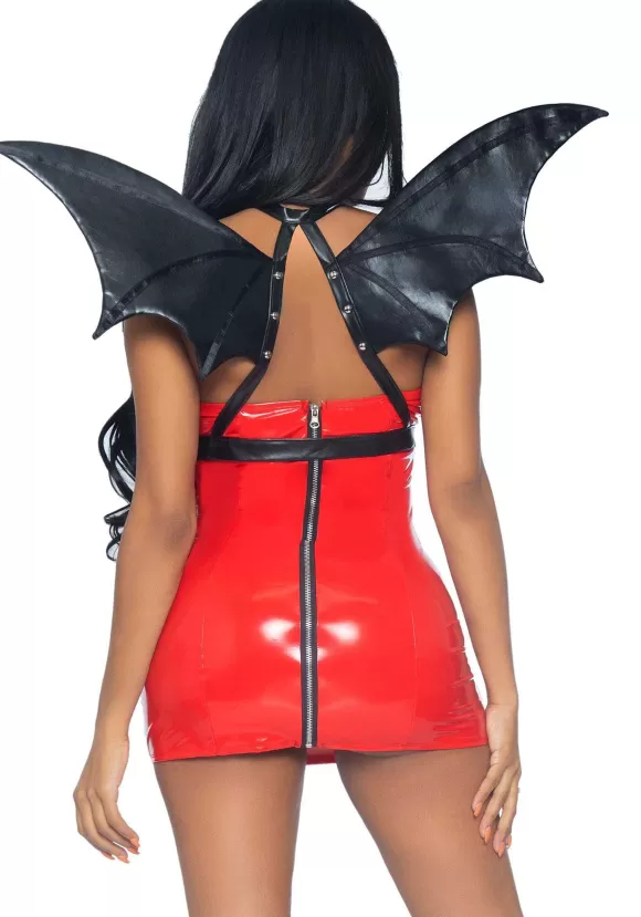 New Leg Avenue Faux Leather Bat Wings With Body Harness