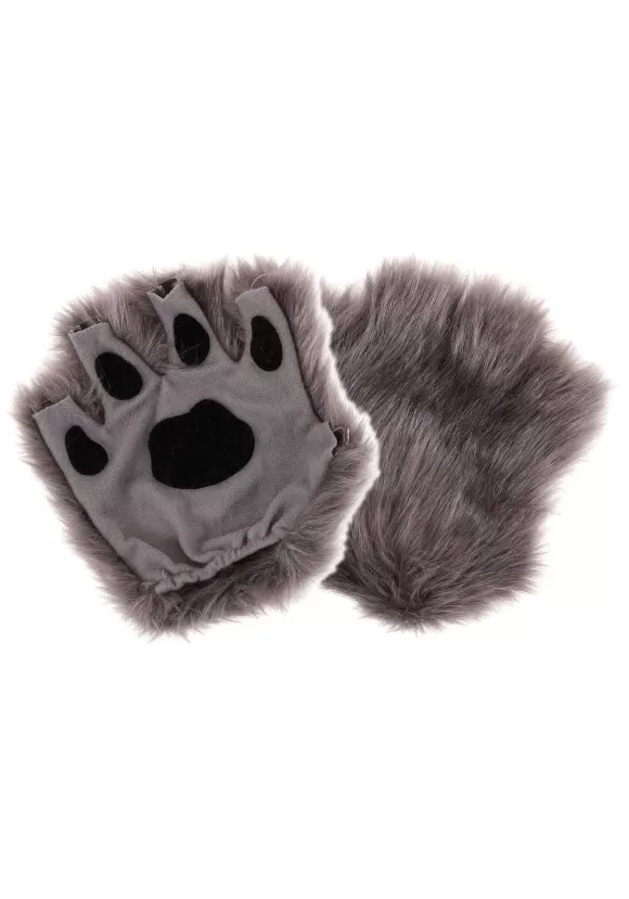 Best FUN Costumes Fingerless Gray Paw Costume Gloves