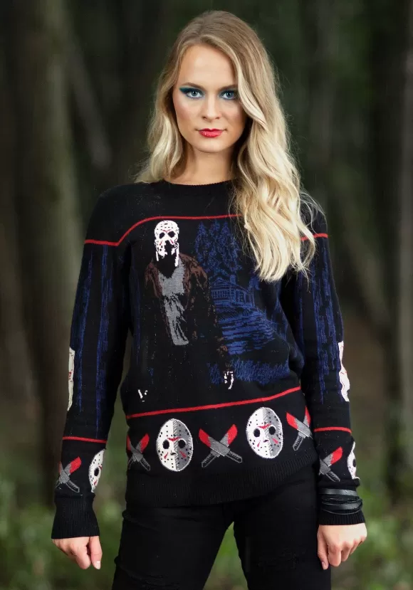 Hot FUN Wear Friday The 13Th Camp Crystal Lake Adult Halloween Sweater