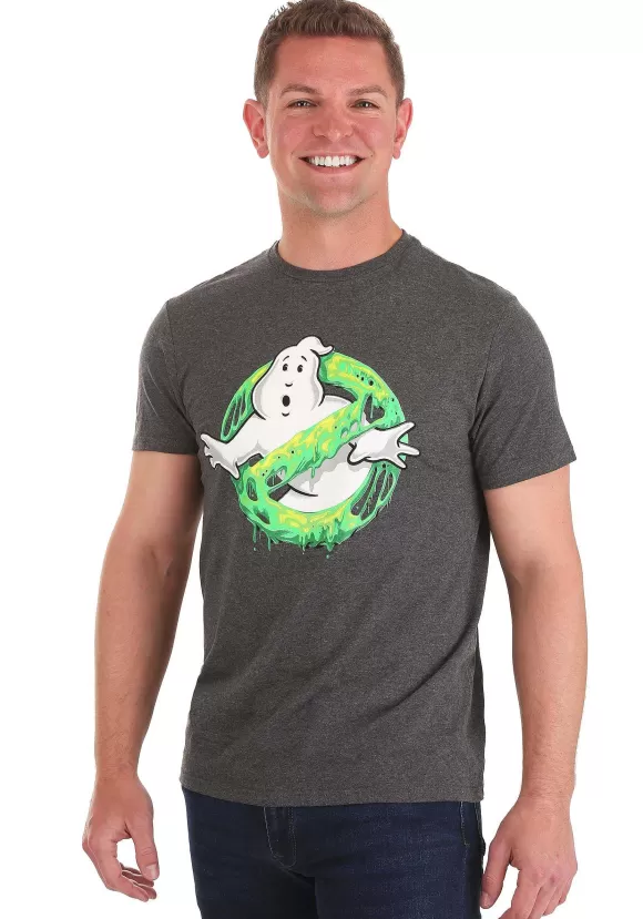 New Mad Engine Ghostbusters Logo Slimy Glow In The Dark Adult T-Shirt