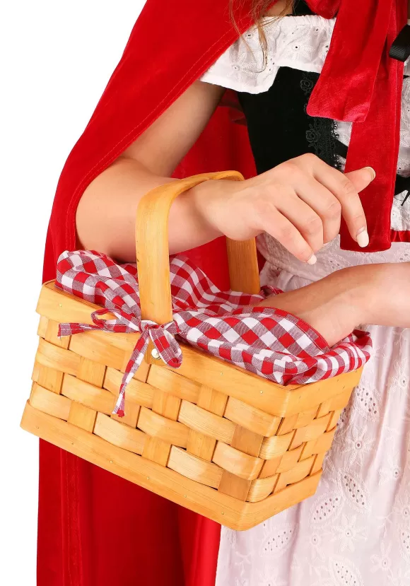 Clearance FUN Costumes Gingham Wicker Basket Handbag Prop