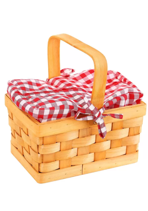 Clearance FUN Costumes Gingham Wicker Basket Handbag Prop